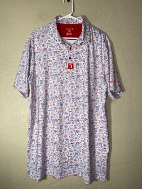 Bogey Bros 'Merica performance polo shirt all-over USA-themed print XXL